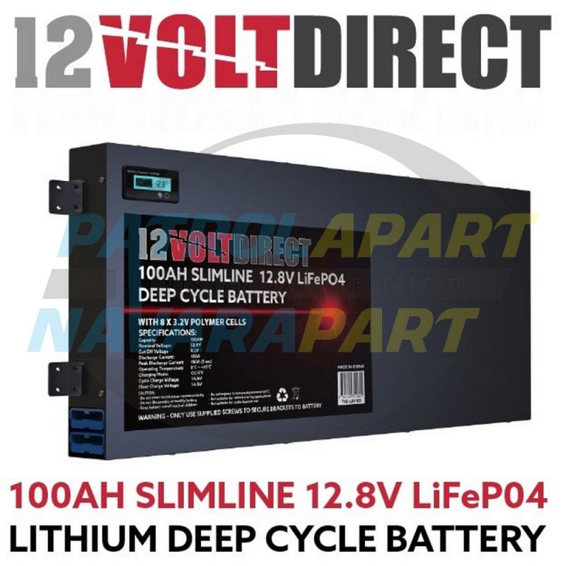 100Ah 12.8V Slimline Lithium LiFePO4 Deep Cycle Battery