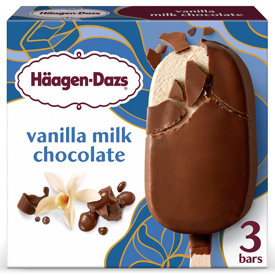 Haagen Dazs Frozen Ice Cream Bars Vanilla Milk Chocolate
