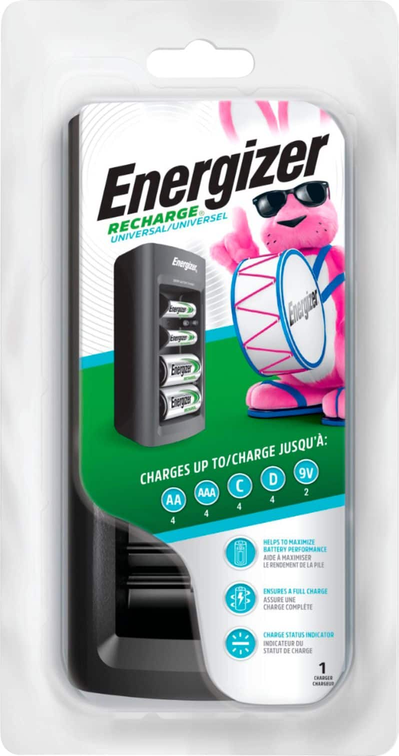 Energizer - Recharge Universal Compact Battery Charger - Black