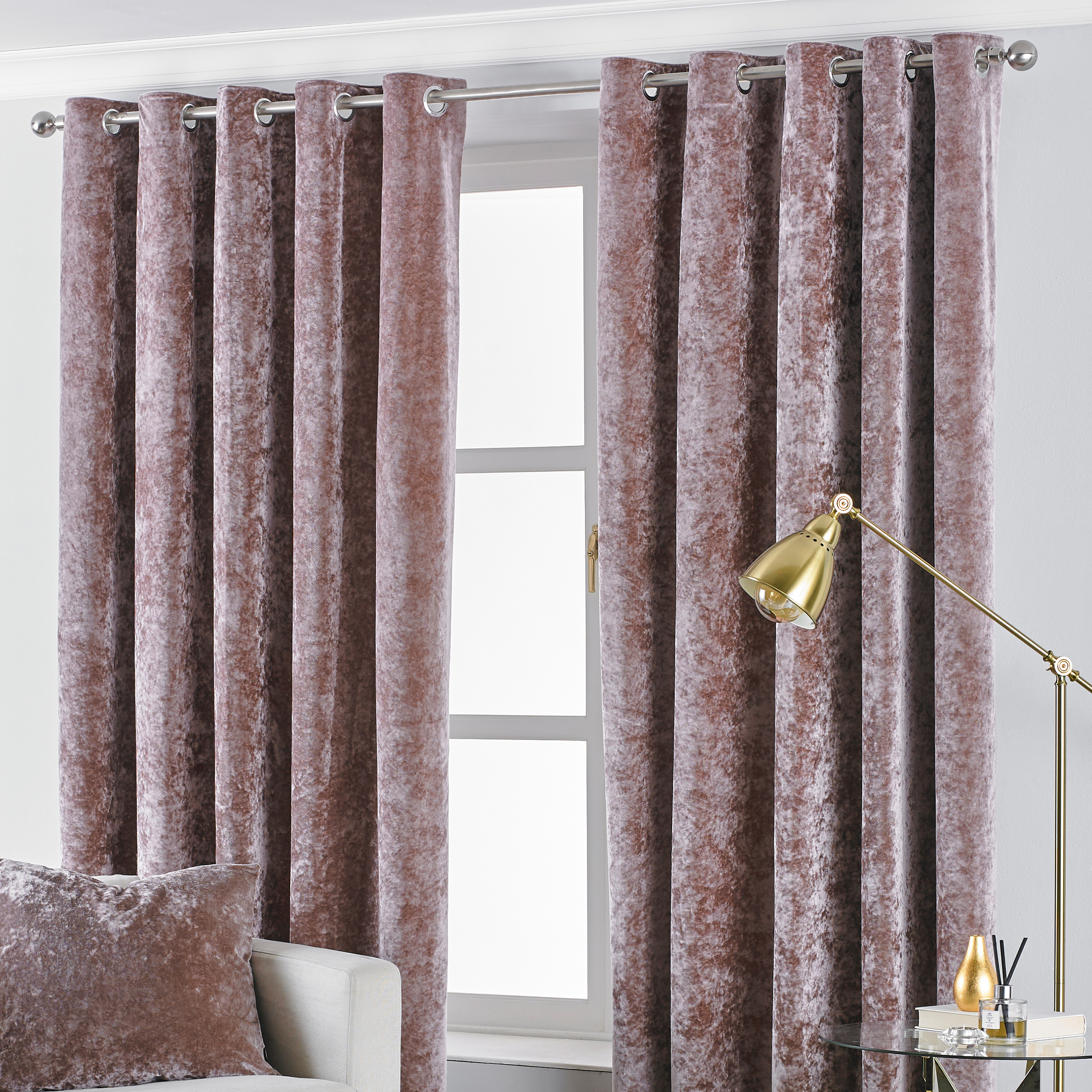 Paoletti Verona Crushed Velvet Eyelet Curtains Emerald Green 72in x 90in