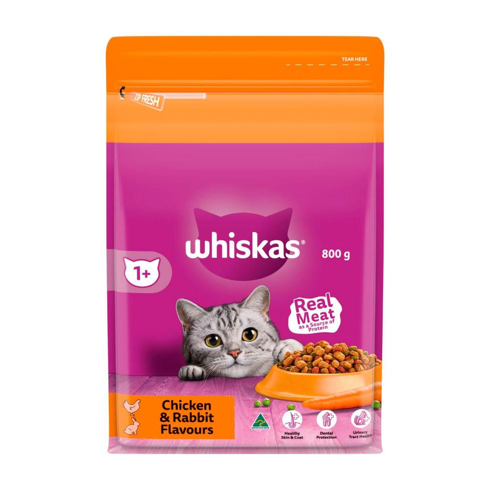 Whiskas Chicken & Rabbit Adult Dry Cat Food 800g