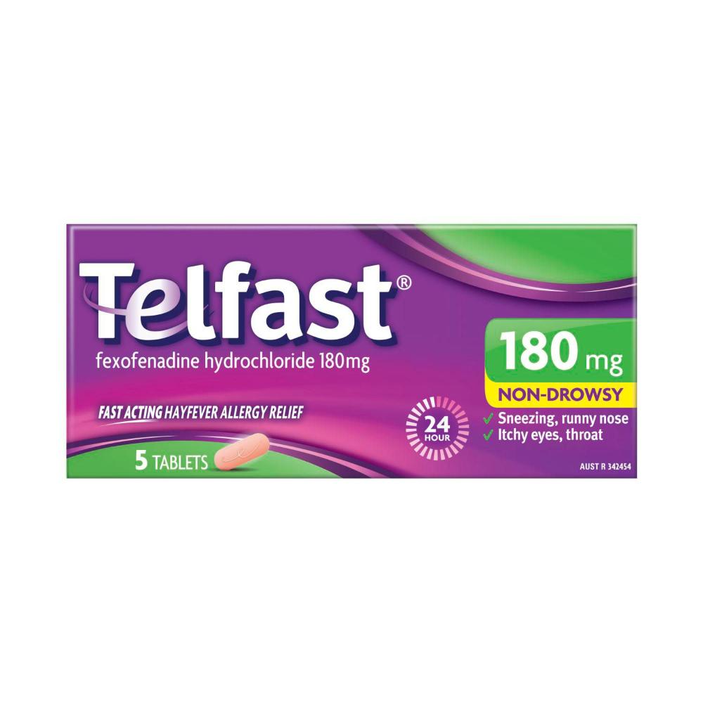 Telfast Hayfever Allergy Relief 180mg Antihistamine Tablets | 5 pack