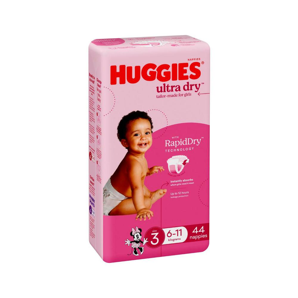 Huggies Ultra Dry Nappies Girls Size 3 (6-11kg) 90 Pack