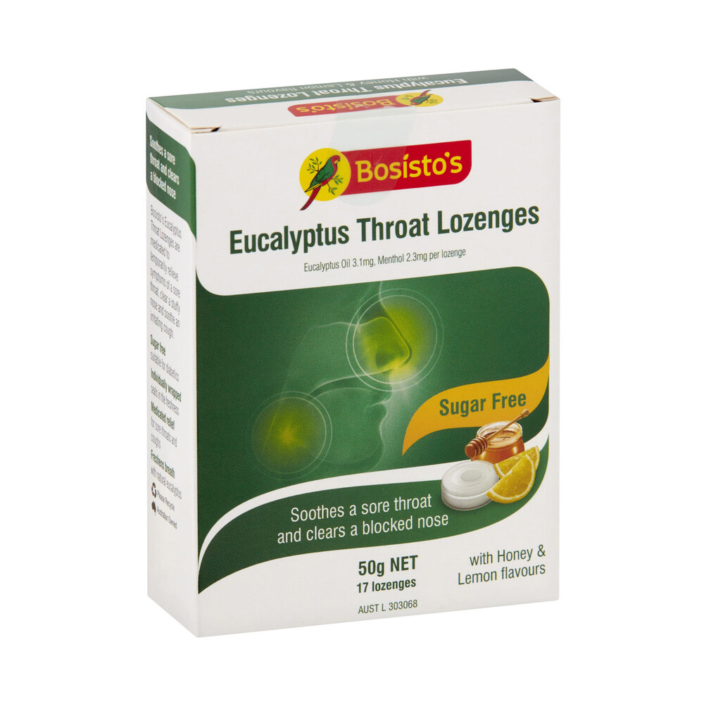 Bosisto's Eucalyptus Throat Lozenges Sugar Free 50g