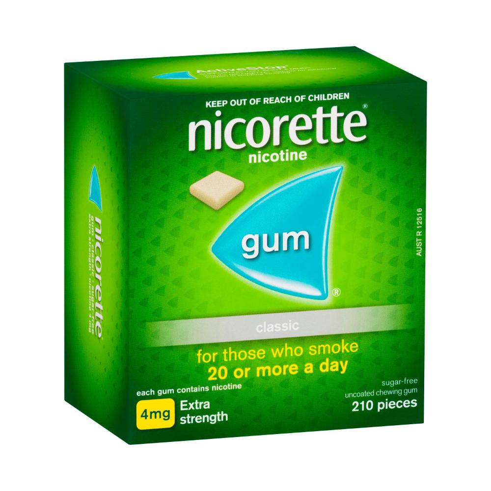 Nicorette Gum Extra Strength 4MG Classic 210 Chewing Gum
