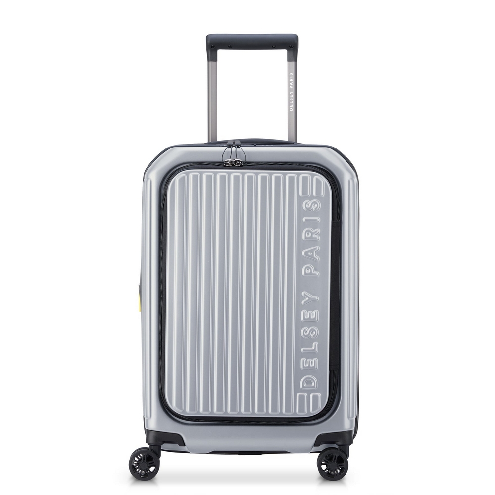 Delsey Securitime Zip Top Opening 55cm Cabin Luggage - Silver