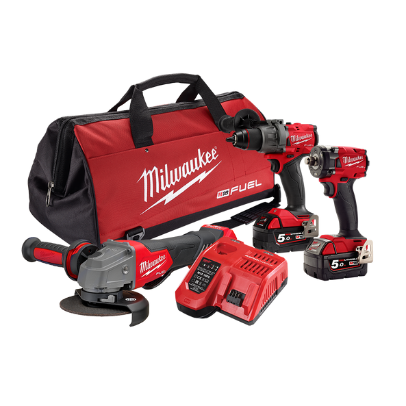 Milwaukee 18V Fuel 3 Piece Brushless 5.0Ah 3M2 Combo M18FPP3M2-502B