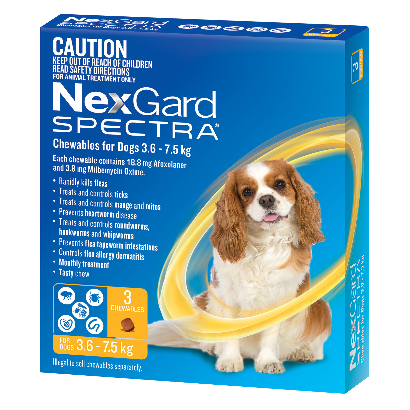 Nexgard Spectra for Dogs 3.6 - 7.5kg Yellow Single Treatment