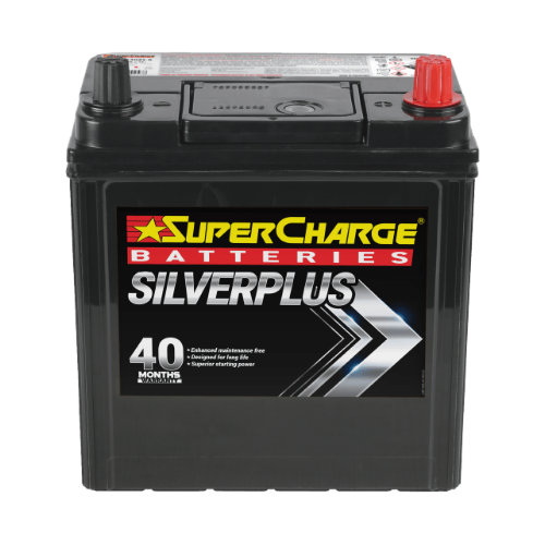 SuperCharge Silver Plus Battery 12V 330 CCA 196L x 128W x 199H (mm) SMFNS40ZALX Fits Holden Barina 1.3 GL, 1.3