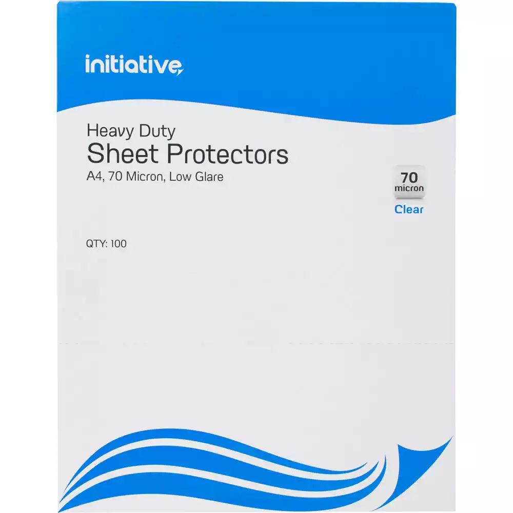Initiative Sheet Protectors Heavy Duty 70 Micron A4 Clear Box 100