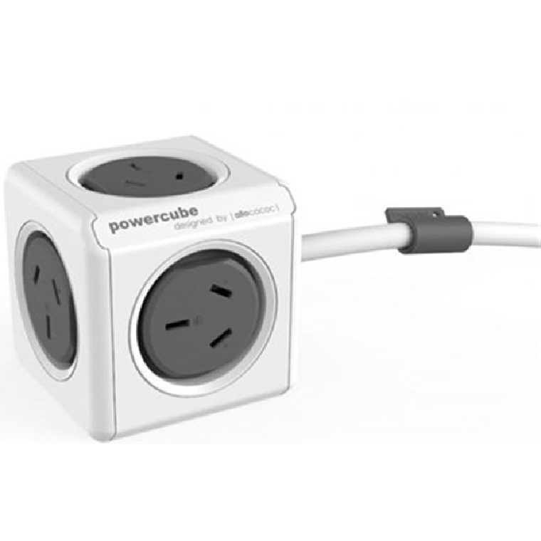 Allocacoc Extended PowerCube 5 Outlets, 1.5m - Grey