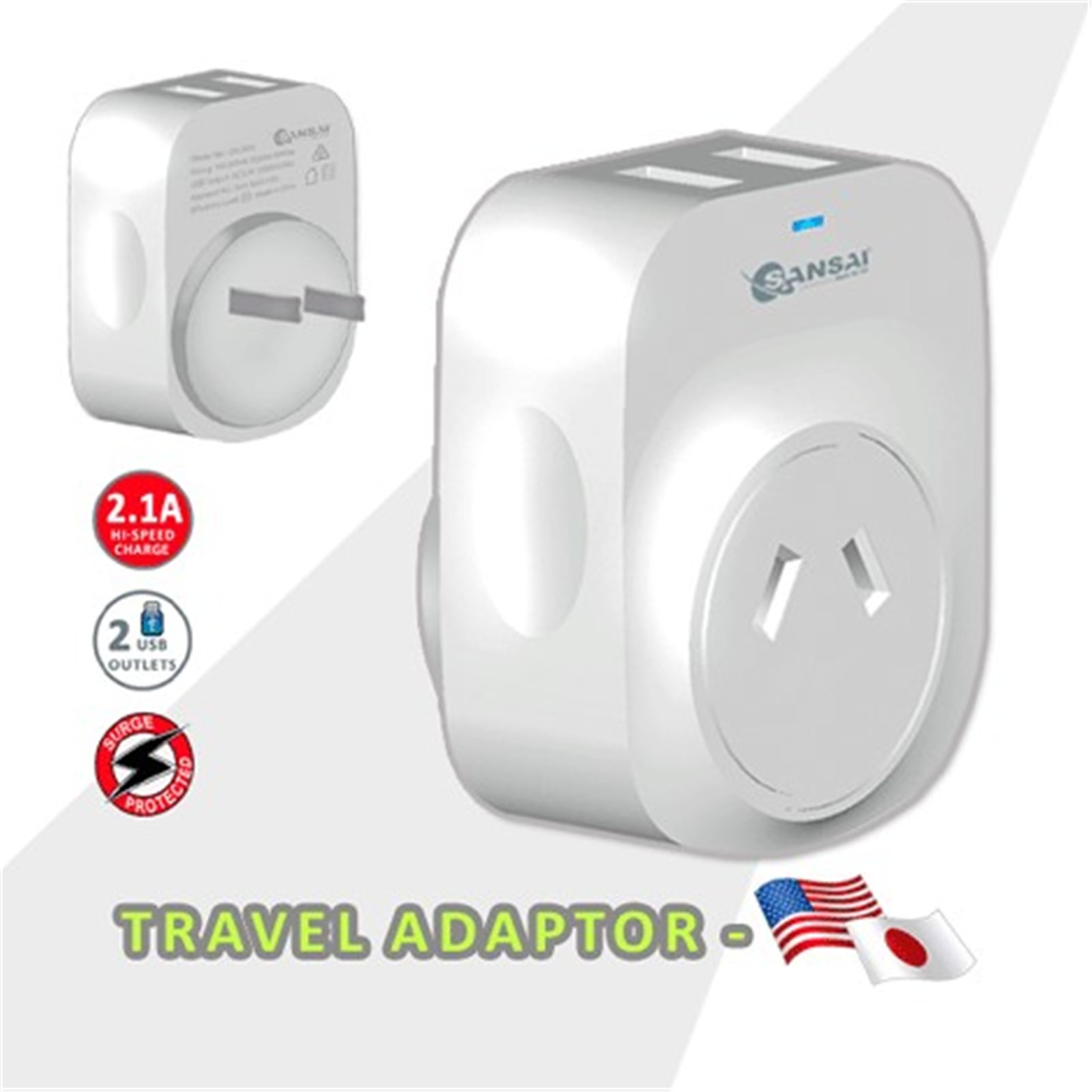 Sansai USB Travel Adaptor- Japan-USA