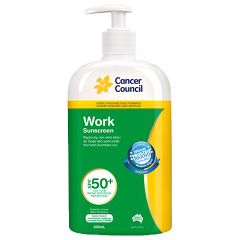 Cancer Council Work Sunscreen SPF50+ Pump 500ml