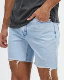 Abrand A Cropped Slim Short Stoned Salt, Bleached Vintage Blue / 28 | Clothing - Mens - Bottoms - Shorts