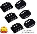 Adhesive Mounts For Gopro Cameras - 3X Curved & 3X Flat Mounts Bundle W/ 3M Sticky Pads- Tape Mount To Your Helmet/Bike/Board/Car- Fits All Go Pro Mo
