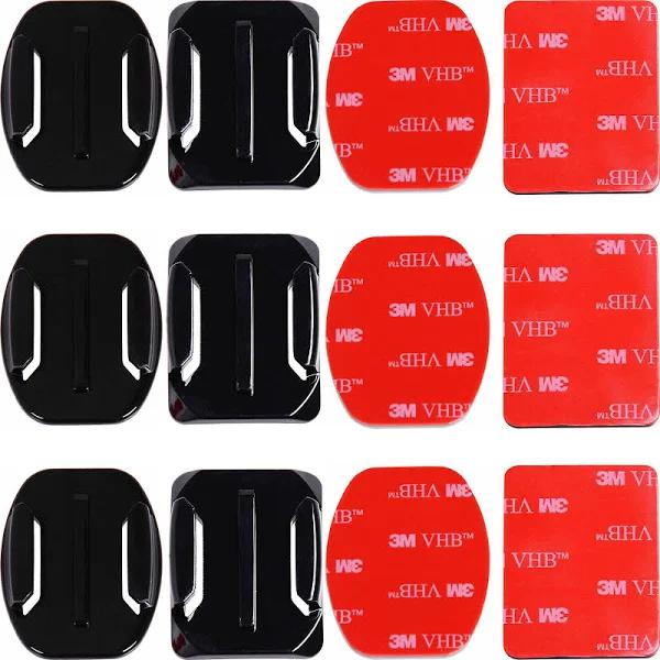 Adhesive Mounts For Gopro Cameras - 3X Curved & 3X Flat Mounts Bundle W/ 3M Sticky Pads- Tape Mount To Your Helmet/Bike/Board/Car- Fits All Go Pro Mo