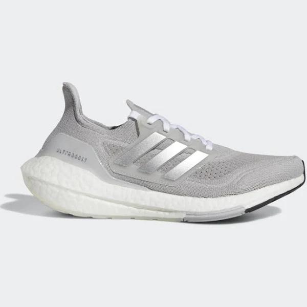 Adidas Womens Ultraboost 21 Shoes - Size 10 - MGH Solid Grey / Silver Metallic / Light Solid Grey