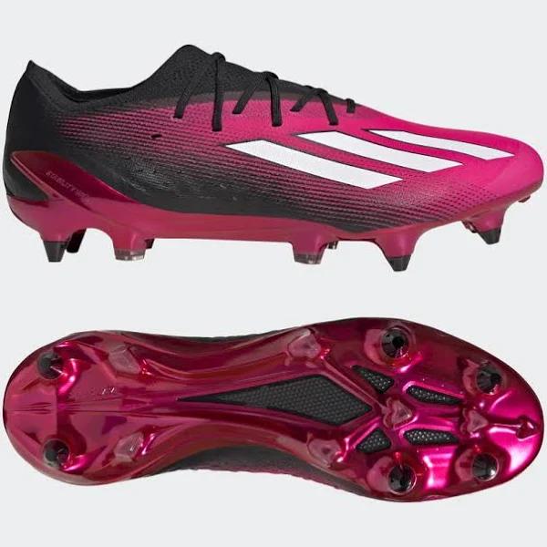 Adidas x Speedportal.1 Soft Ground Boots Team Pink 2 / White / Black 10 - Unisex Football Sport Shoes