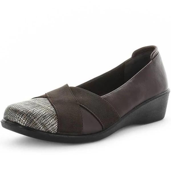 Aerocushion Marlise Memory Foam Sock Flexible Outsole Lightweight Flat Shoe - Brown/Metallic AU Size 10 - AfterPay & zipPay Available