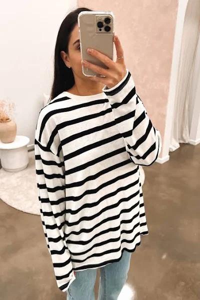 All about Eve - Womens T-shirts - Clifford L/S Stripe Tee Black