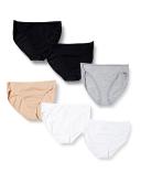 Amazon Essentials Womens WAE90091FL18 Standard Cotton Stretch Hi-Cut Brief Panty, 6-Pack Bikini Style Underwear - Multi