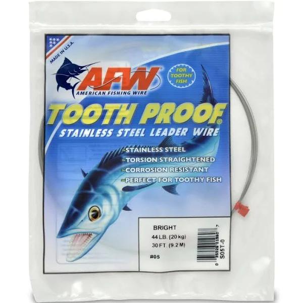 American Fishing Wire Tooth Proof Stainless Steel Single Strand Leader Wire | Boating & Fishing