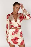 Amia Satin Mini Skirt | Rose Print | MESHKI Skirts | Size XXS | in Multiple Sizes & Styles | AfterPay Available