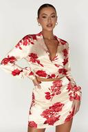 Amia Satin Mini Skirt | Rose Print | MESHKI Skirts | Size XXS | in Multiple Sizes & Styles | AfterPay Available