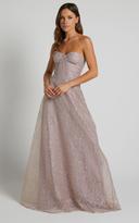 Amielita Corset Bodice Glitter Tulle Maxi Dress in Blush - Showpo Ball Gown Dresses | European Summer Outfit
