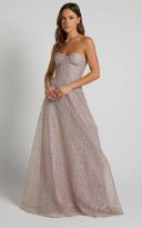 Amielita Corset Bodice Glitter Tulle Maxi Dress in Blush - Showpo Ball Gown Dresses | European Summer Outfit