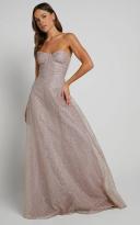 Amielita Corset Bodice Glitter Tulle Maxi Dress in Blush - Showpo Ball Gown Dresses | European Summer Outfit