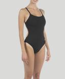 Arena Women's Challenge Back One Piece Swimsuit - Black/Metallic Silver | Polyester - Swimoutlet.com