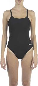 Arena Women's Challenge Back One Piece Swimsuit - Black/Metallic Silver | Polyester - Swimoutlet.com
