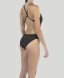 Arena Women's Challenge Back One Piece Swimsuit - Black/Metallic Silver | Polyester - Swimoutlet.com