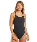 Arena Women's Challenge Back One Piece Swimsuit - Black/Metallic Silver | Polyester - Swimoutlet.com
