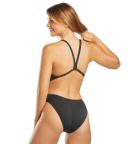 Arena Women's Challenge Back One Piece Swimsuit - Black/Metallic Silver | Polyester - Swimoutlet.com