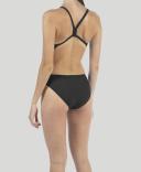 Arena Women's Challenge Back One Piece Swimsuit - Black/Metallic Silver | Polyester - Swimoutlet.com