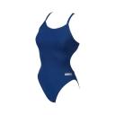 Arena Women's Challenge Back One Piece Swimsuit - Navy/Metallic Silver | Polyester - Swimoutlet.com