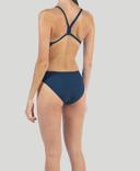 Arena Women's Challenge Back One Piece Swimsuit - Navy/Metallic Silver | Polyester - Swimoutlet.com