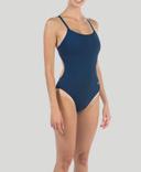 Arena Women's Challenge Back One Piece Swimsuit - Navy/Metallic Silver | Polyester - Swimoutlet.com