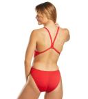 Arena Women's Challenge Back One Piece Swimsuit - Red/Metallic Silver | Polyester - Swimoutlet.com