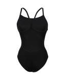 Arena Women's Solid Light Drop Back One Piece Swimsuit - Black/White | Polyester - Swimoutlet.com