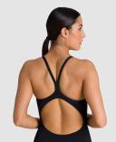 Arena Women's Solid Light Drop Back One Piece Swimsuit - Black/White | Polyester - Swimoutlet.com