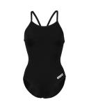 Arena Women's Solid Light Drop Back One Piece Swimsuit - Black/White | Polyester - Swimoutlet.com