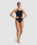 Arena Women's Solid Light Drop Back One Piece Swimsuit - Black/White | Polyester - Swimoutlet.com