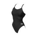 Arena Women's Solid Maxlife Light Drop Back One Piece Swimsuit - Black/Metallic Silver | Polyester - Swimoutlet.com
