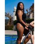 Arena Women's Solid Maxlife Light Drop Back One Piece Swimsuit - Black/Metallic Silver | Polyester - Swimoutlet.com