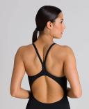 Arena Women's Solid Maxlife Light Drop Back One Piece Swimsuit - Black/Metallic Silver | Polyester - Swimoutlet.com