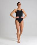 Arena Women's Solid Maxlife Light Drop Back One Piece Swimsuit - Black/Metallic Silver | Polyester - Swimoutlet.com
