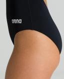 Arena Women's Solid Maxlife Light Drop Back One Piece Swimsuit - Black/Metallic Silver | Polyester - Swimoutlet.com
